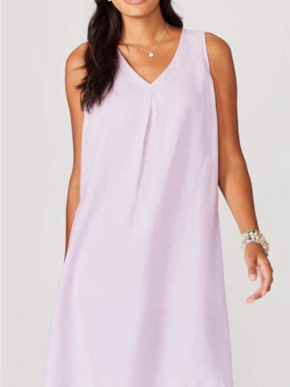 J. Jill Love Linen Lavender Sleeveless Shift Dress Size Medium - Picture 2 of 4